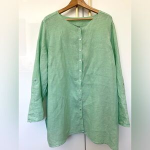 Tahari 100% Linen Top tunic
